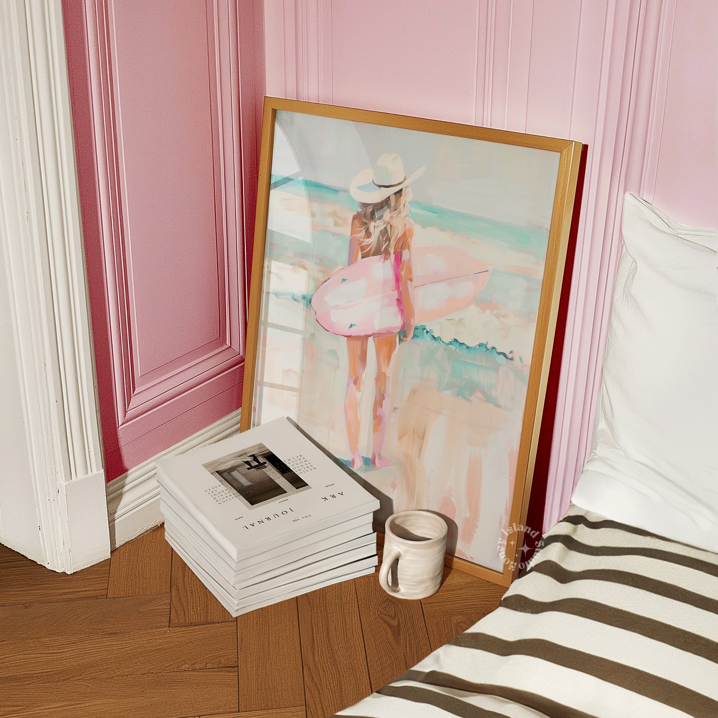 Coastal Cowgirl Surfer Painting Poster