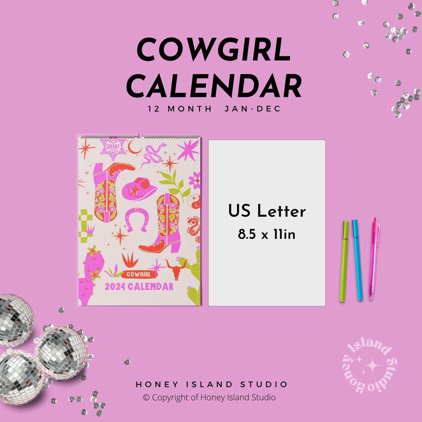 2024 Calendar Daily Planner Cowgirl