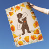 I Love California Bear Hug Print, Retro California Poppy, California Bear Illustration, California Poppies Printed Poster/