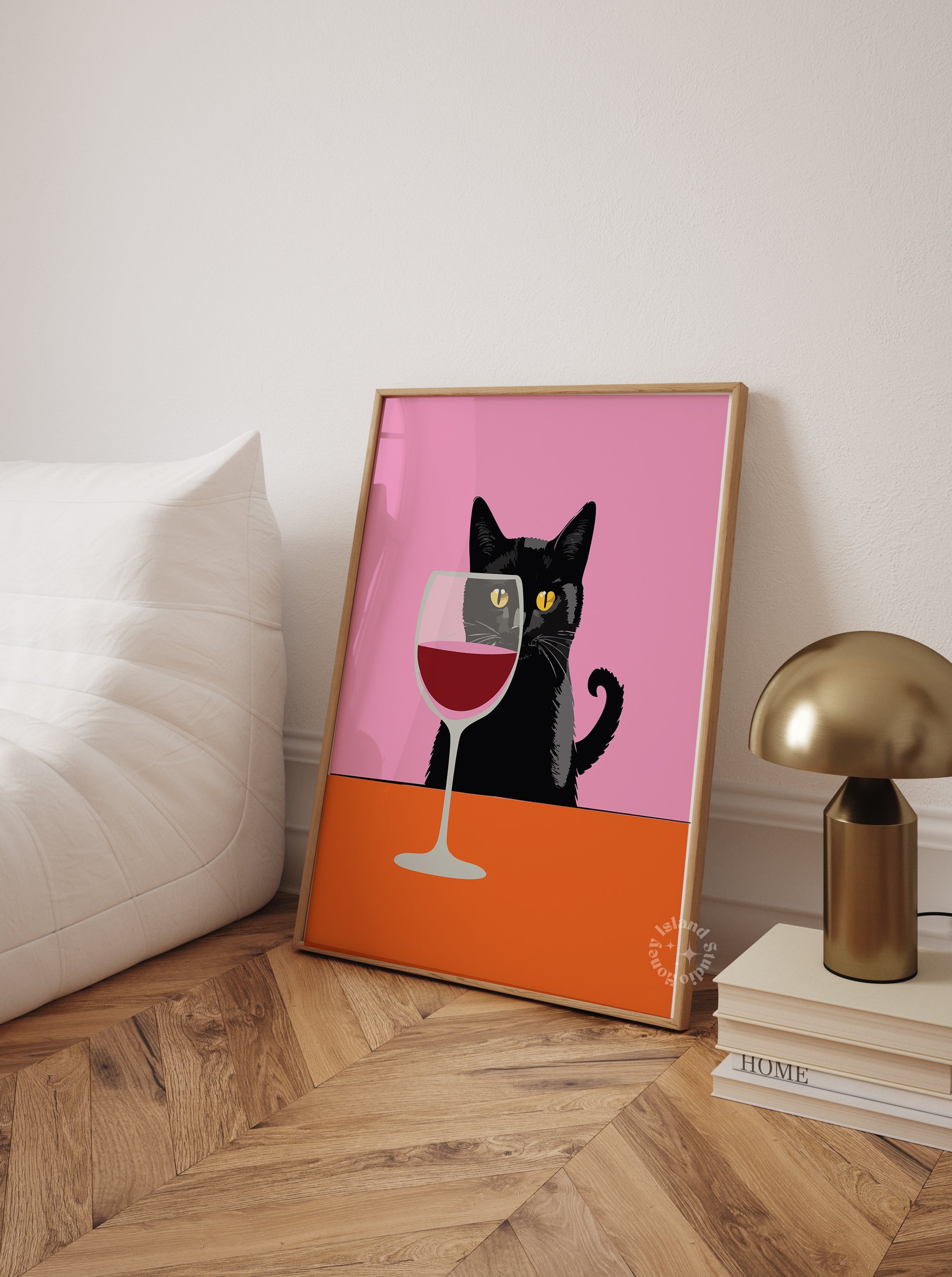 Wine Cat Wall Art, Wine Cat Art Print, Black Cat Wine Table, felne Wine Cat wall art