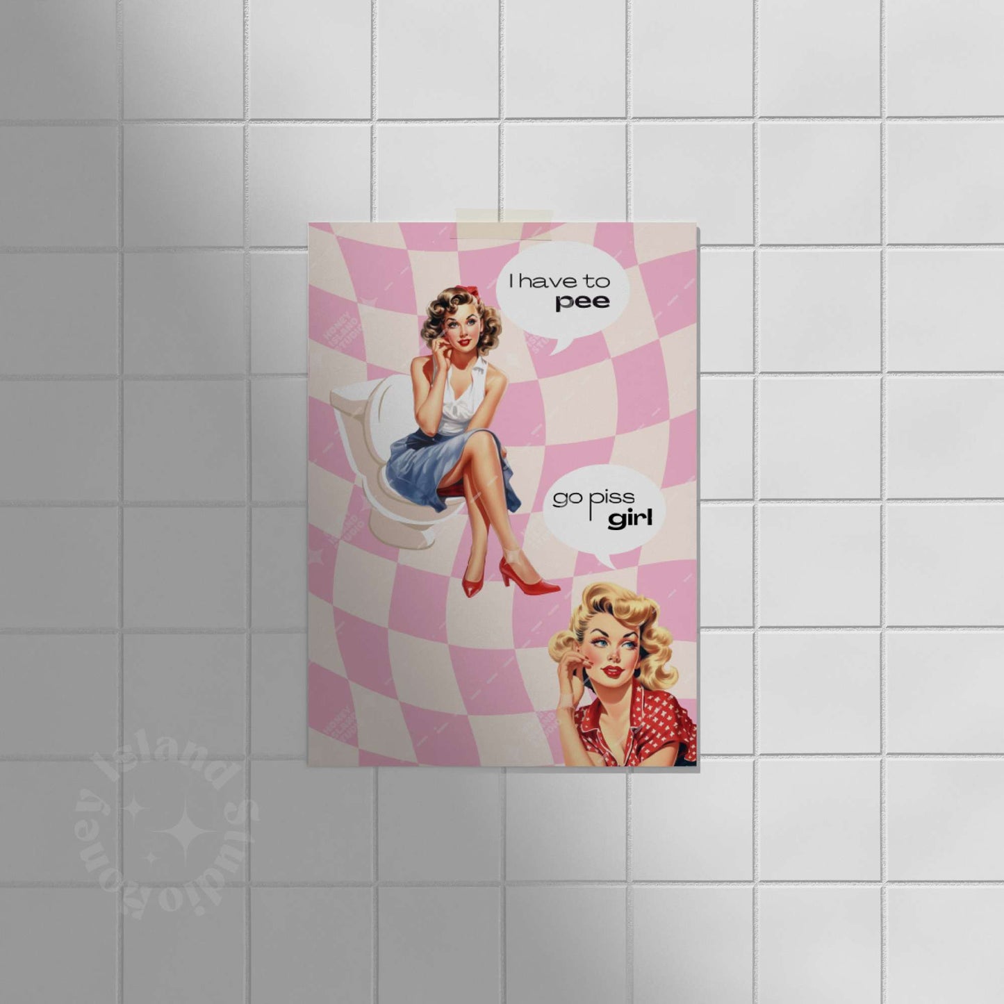 Go Piss Girl Pink Bathroom Poster