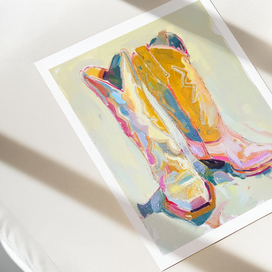 Colorful abstract painting on a white surface