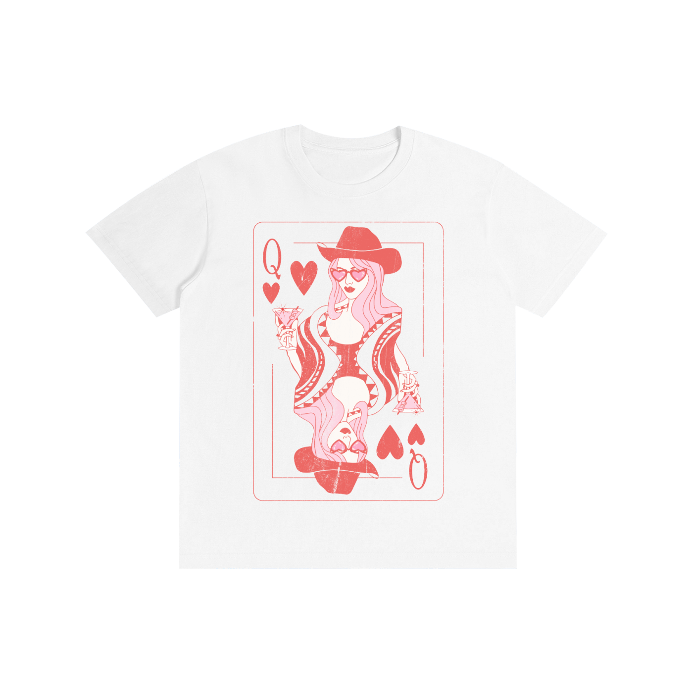 Queen of Hearts Cowgirl Martini Cotton Unisex T-Shirt