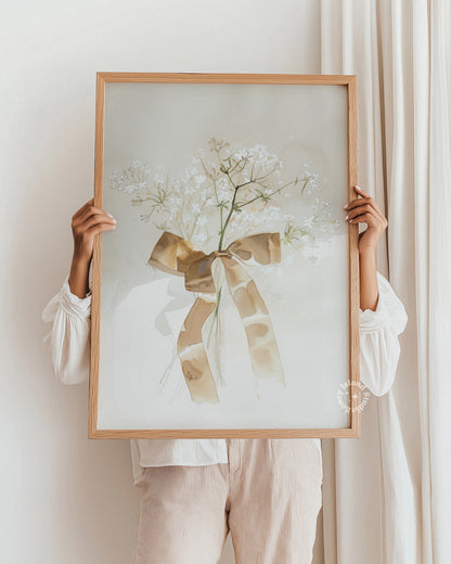 Coquette Bow delicate Flwoer Cottagecore Matte Poster