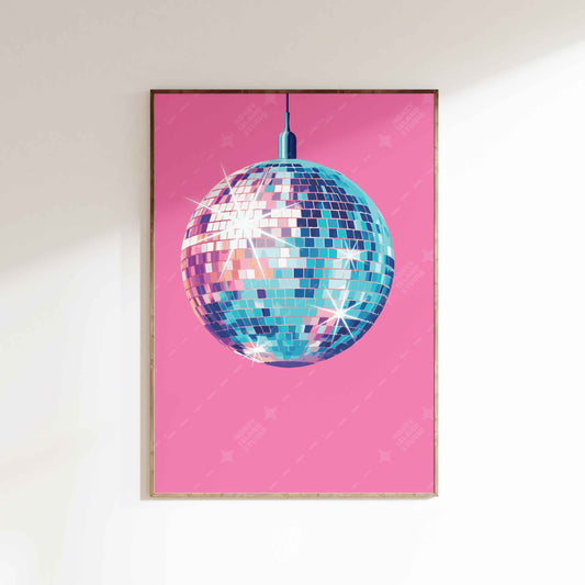 Disco Ball Poster - Pink/Blue