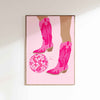 Disco Cowgirl Boots Poster - Pink/Hot Pink