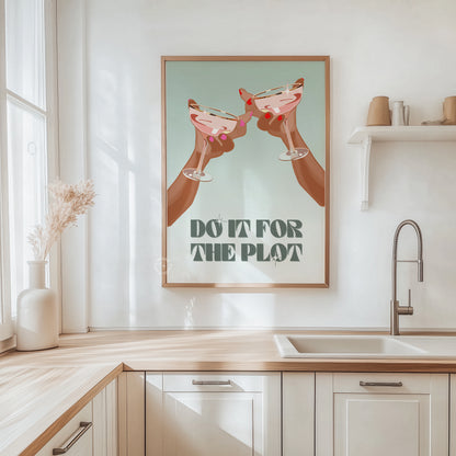 Do It For The Plot Print Sage Green Wall Art