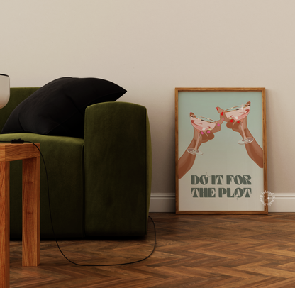 Do It For The Plot Print Sage Green Wall Art