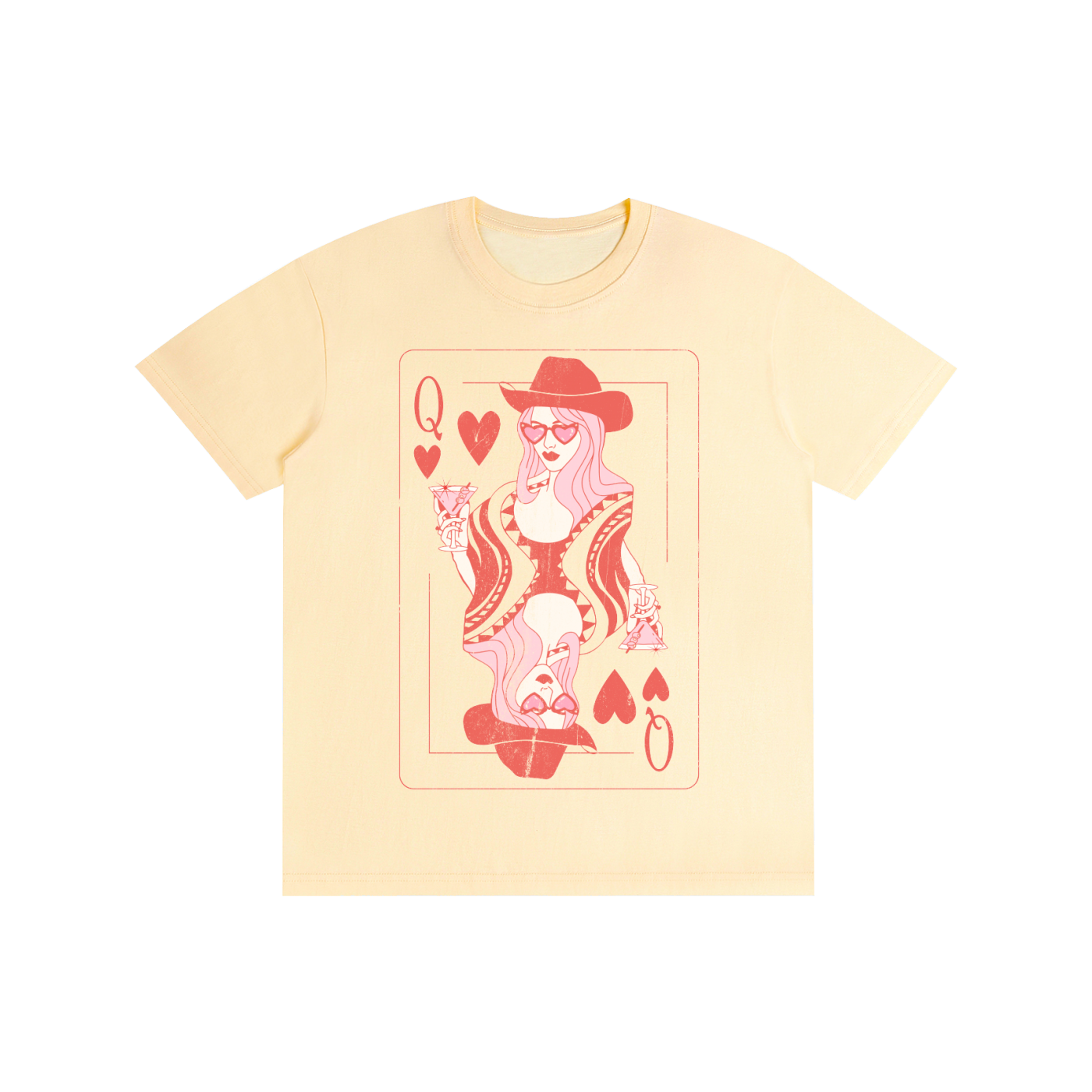 Queen of Hearts Cowgirl Martini Cotton Unisex T-Shirt