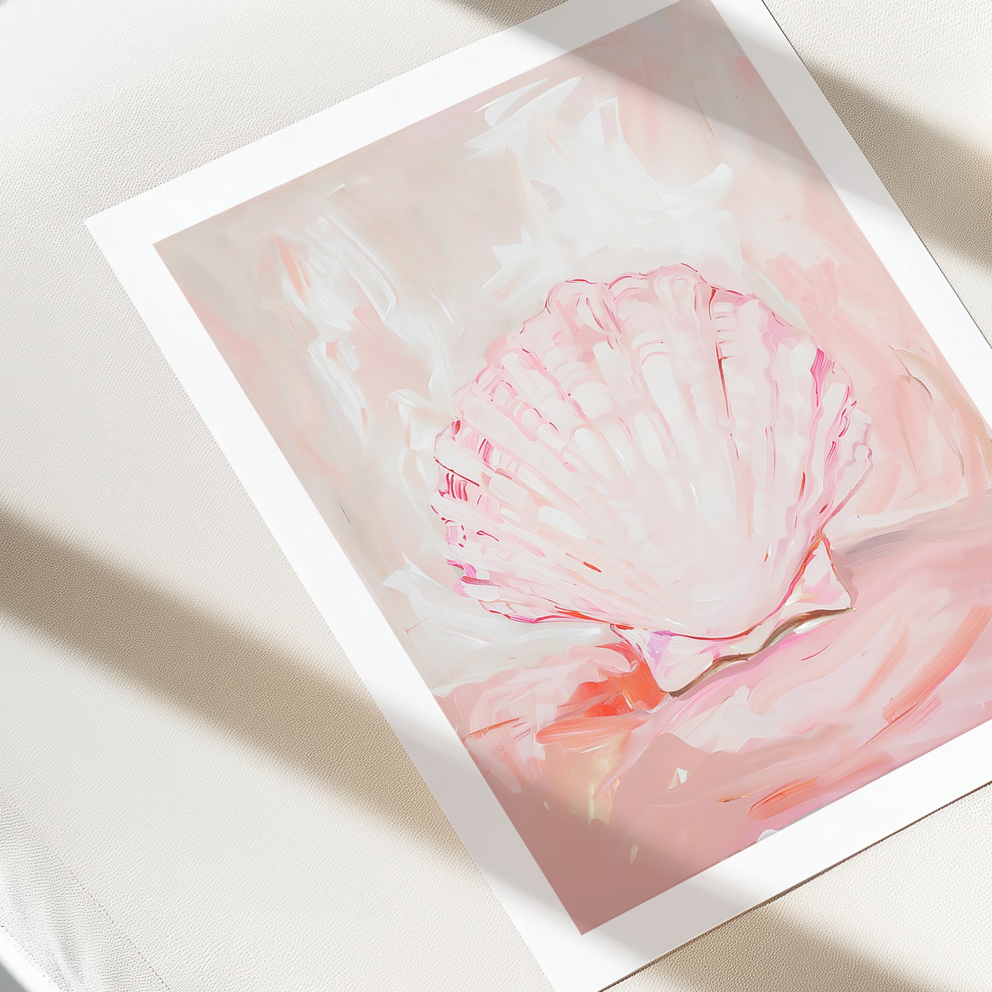 Art print of a pink flower on a white background