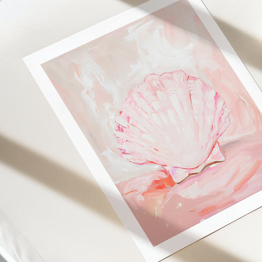 Art print of a pink flower on a white background