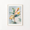 Framed watercolor painting of a floral branch on a white wall