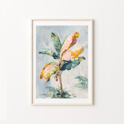 Framed watercolor painting of a floral branch on a white wall