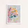 Colorful abstract painting of a tiger on a white background