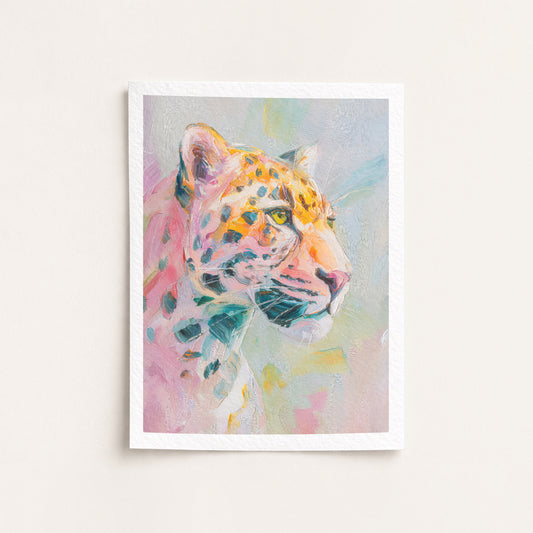 Colorful abstract painting of a tiger on a white background