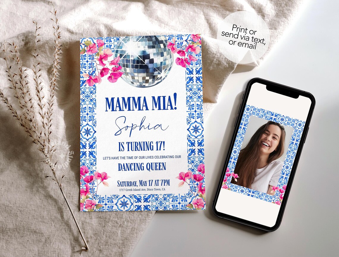 Mamma Mia Birthday Invite (Canva Template)