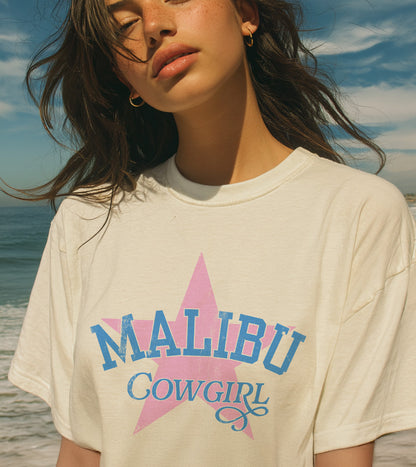 Malibu Cowgirl Streetwear Oversized Drop Shoulder T-Shirt