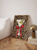 Martini Cocktail Glass with Bow Leopard Red Aesthetic Print