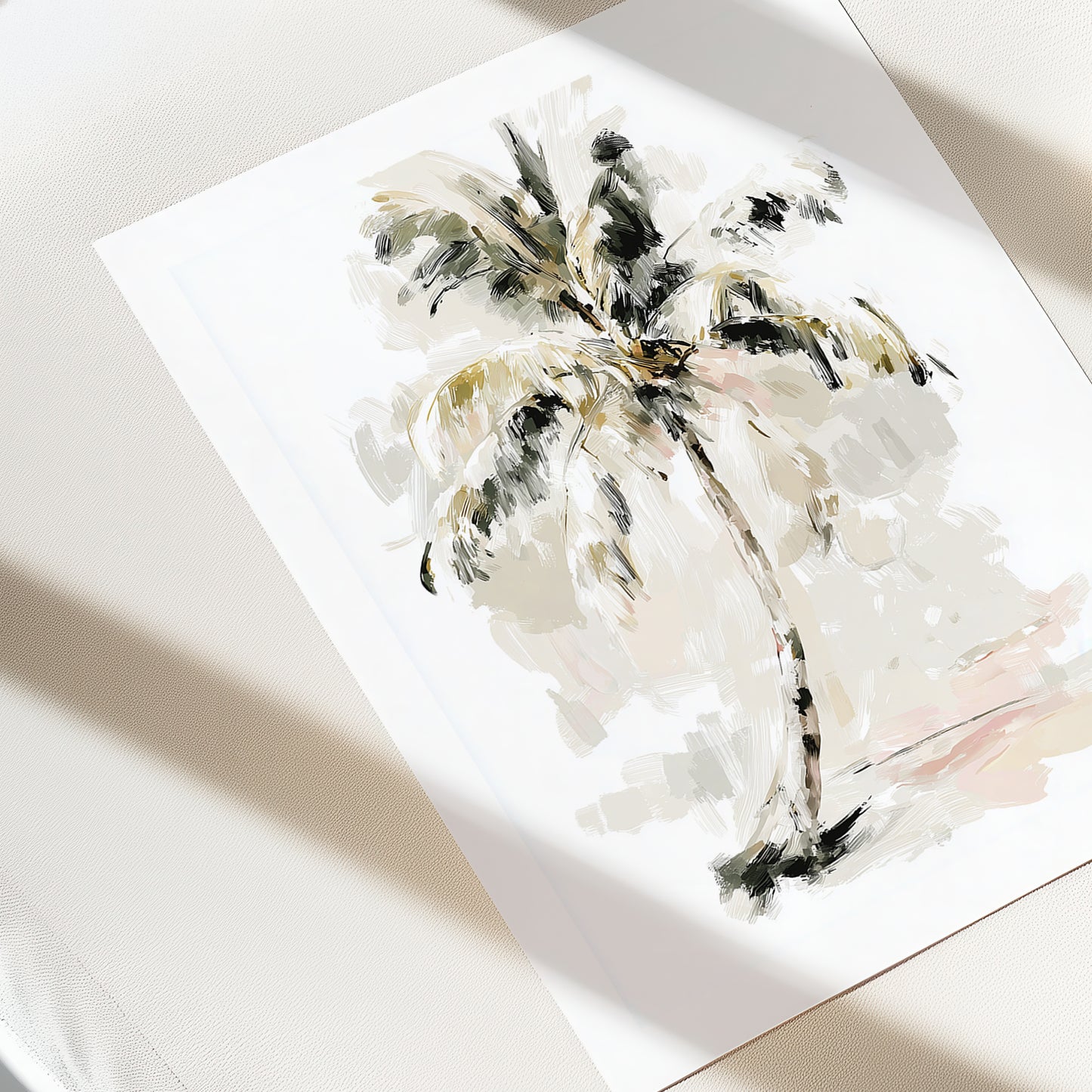 Abstract art piece on a white surface with soft shadows