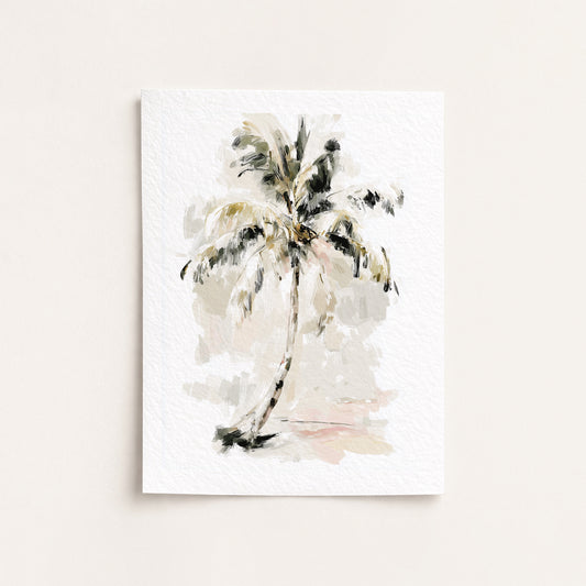 Abstract art print of palm trees on a white background