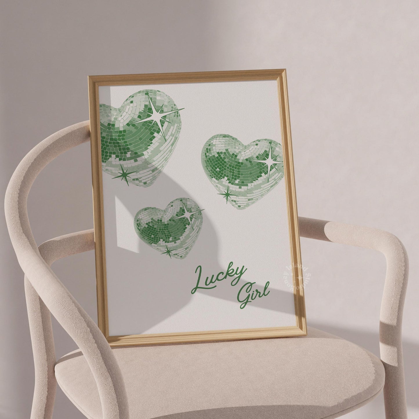 Trendy Disco Hearts Y2K Green Poster