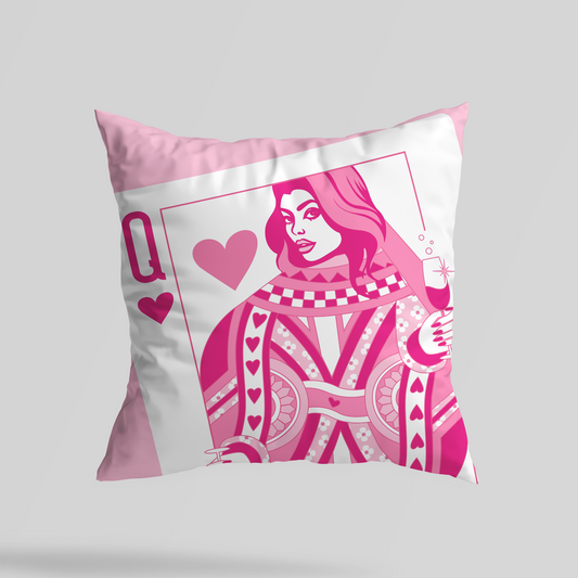 Queen Of Hearts Throw Pillow - Pink/White