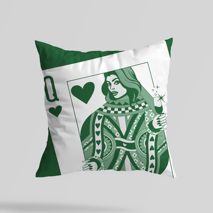 Queen Of Hearts Throw Pillow - Green/White