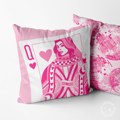 Queen Of Hearts Throw Pillow - Pink/White