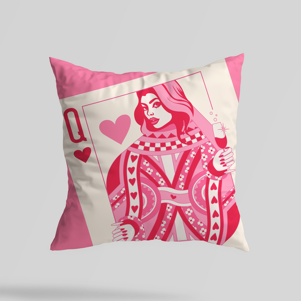 Queen Of Hearts Throw Pillow - Pink/Cream