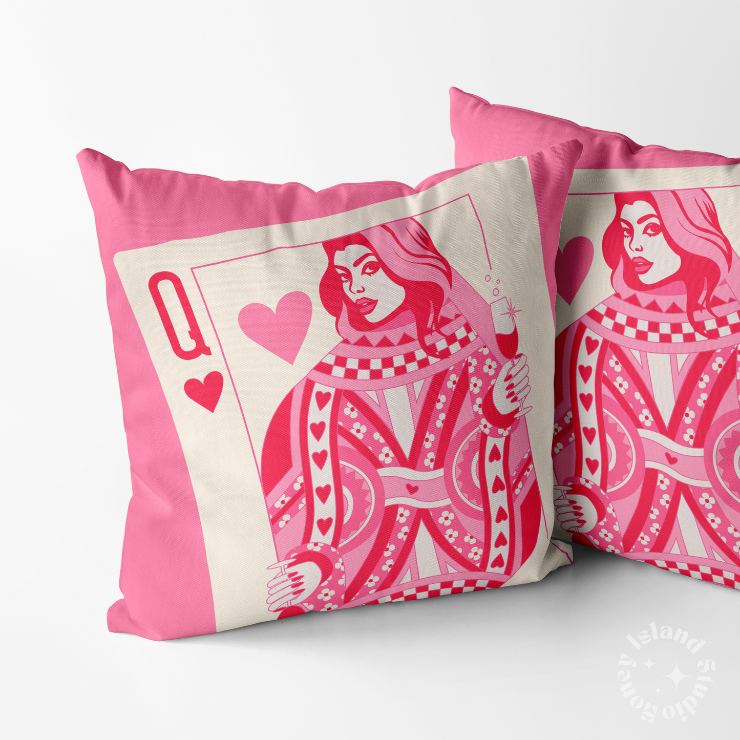 Queen Of Hearts Throw Pillow - Pink/Cream
