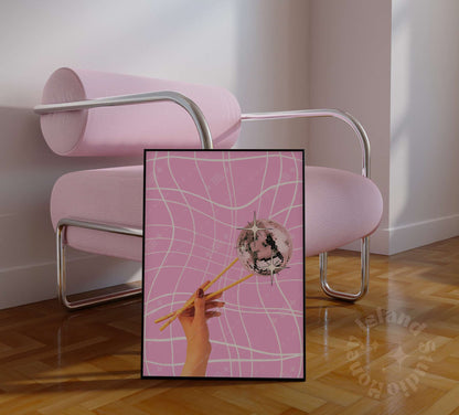 Disco chopsticks pink poster