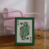 Queen of Hearts Champagne Poster - Green