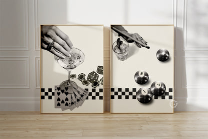 Set of 2 Retro Billiards Print - Digital