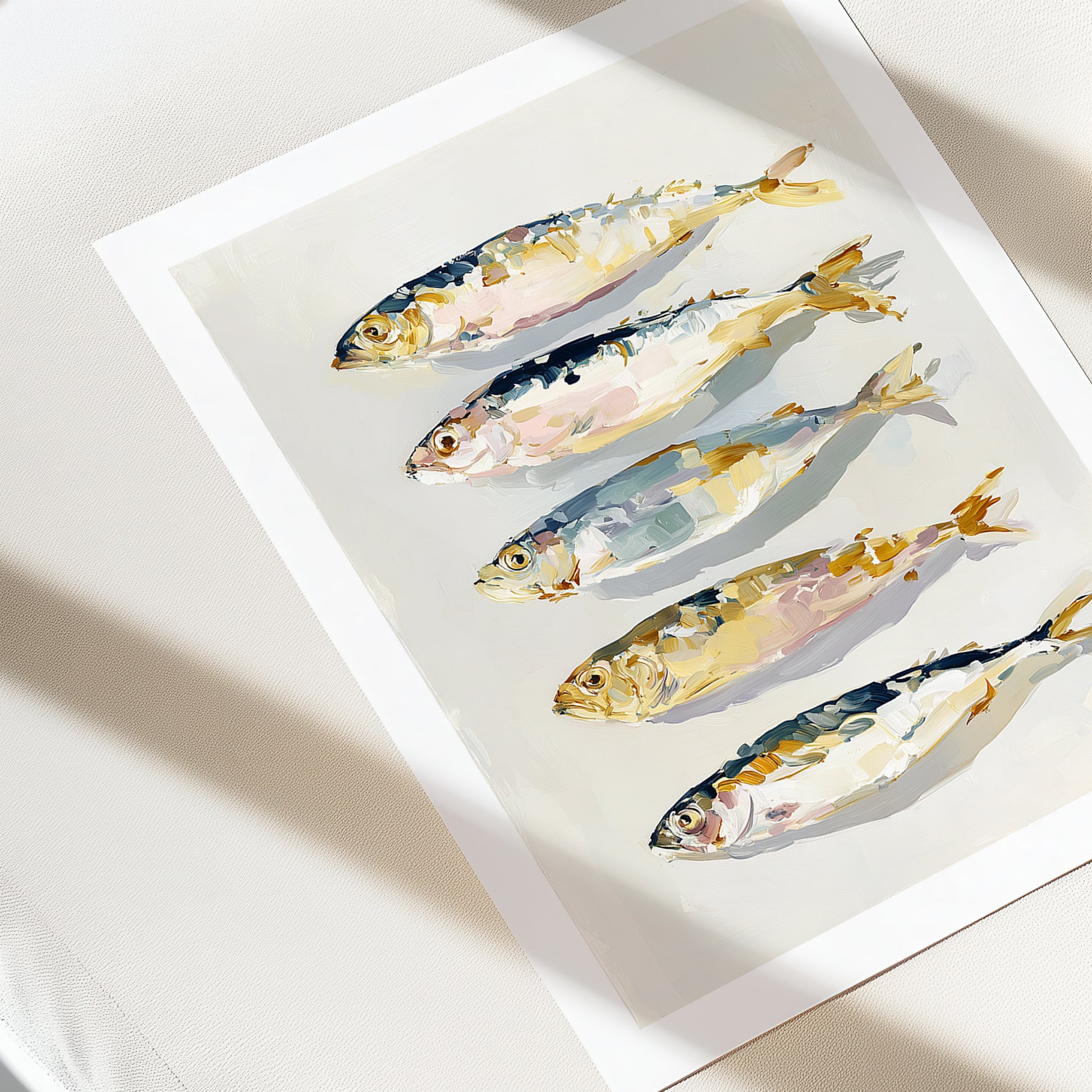 Artistic depiction of sardine fish on a white background