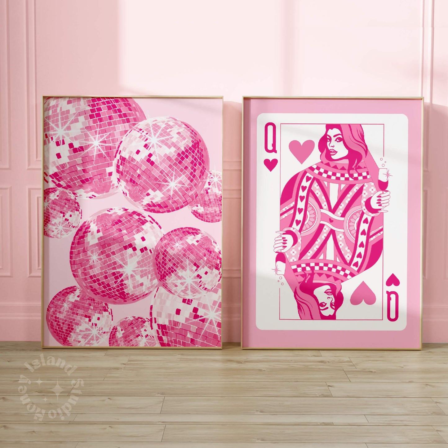 Shining Disco Ball Poster - Pink/White