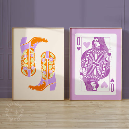 Queen Of hearts Champagne Poster Lilac