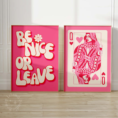 Be Nice or Leave Groovy Wall Art Poster