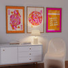 Disco Butterflies Poster Orange Pink