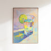 Framed painting of a glass with a lime wedge on a colorful background
