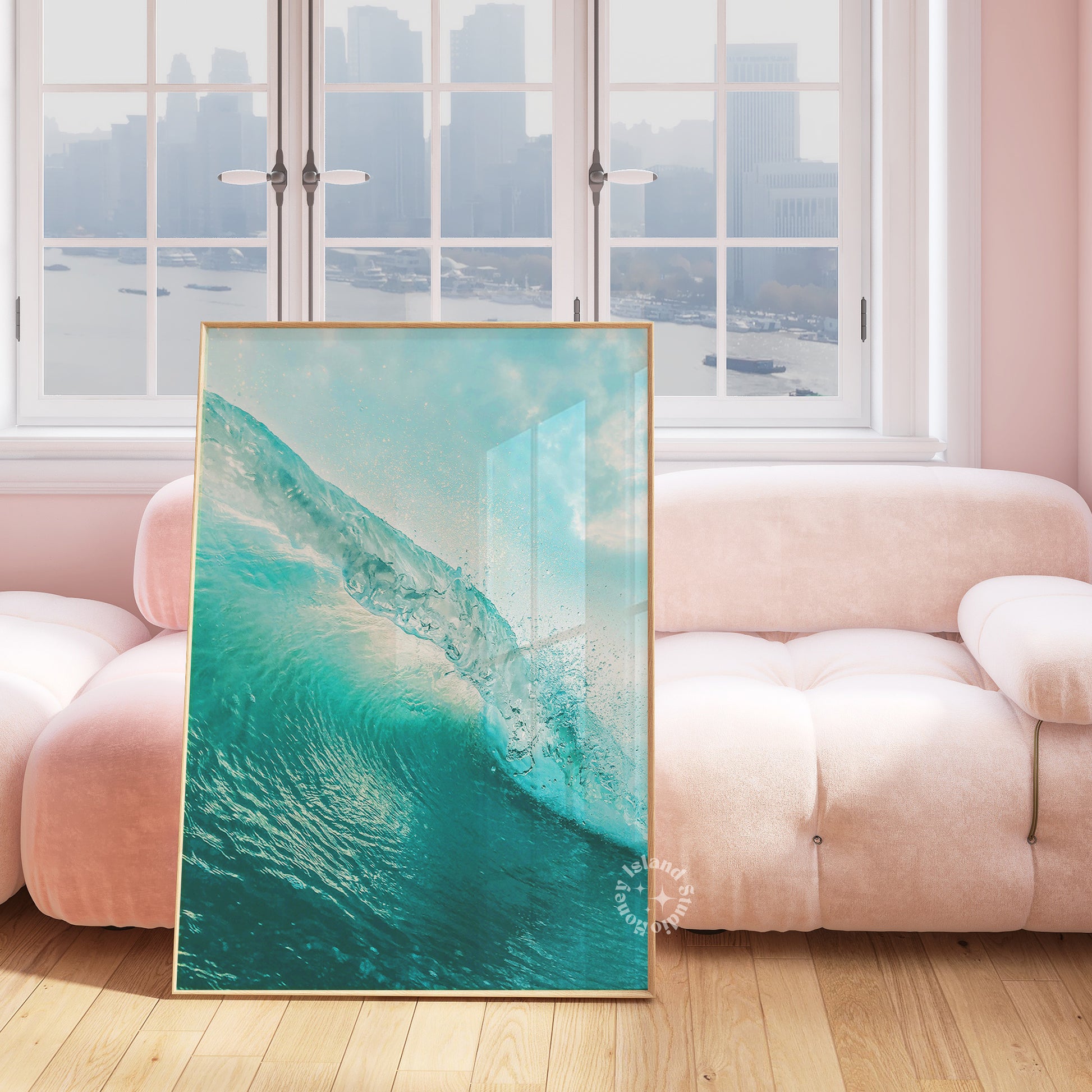 wave art print poster framed dorm decor