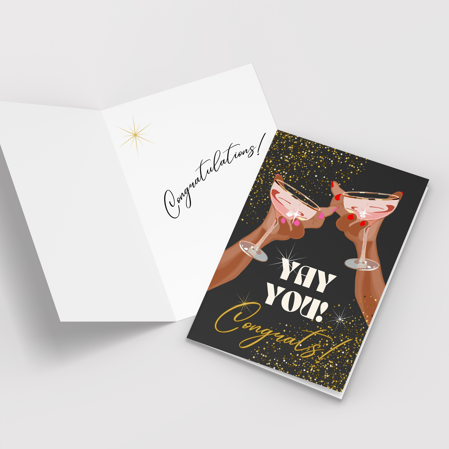 Yay You Cheers Congrats! Greeting card Retro Pack of 10 Greeting Cards (standard envelopes) (US & CA)