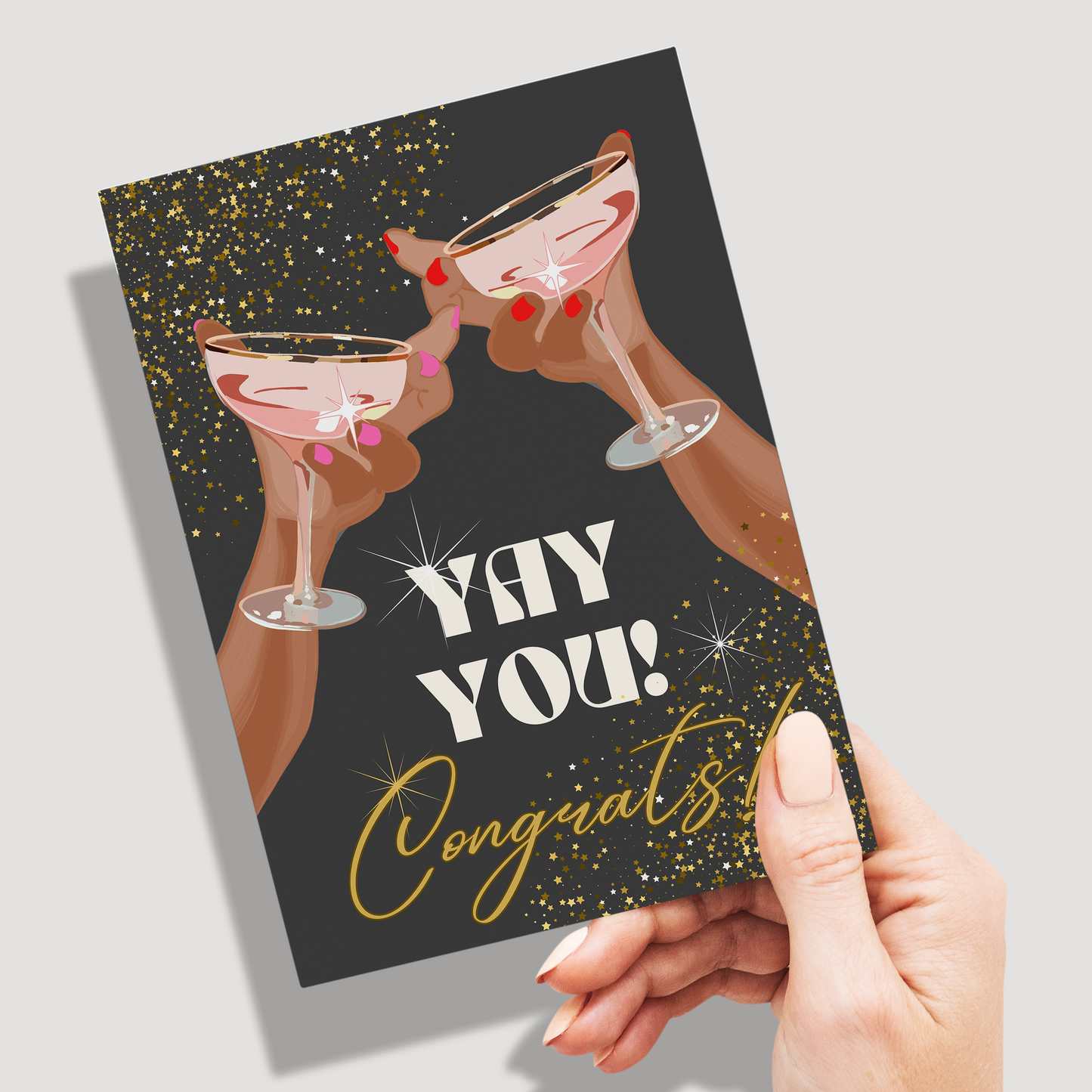 Yay You Cheers Congrats! Greeting card Retro Pack of 10 Greeting Cards (standard envelopes) (US & CA)